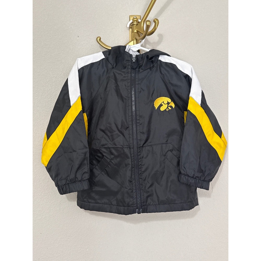 Iowa Hawkeyes Windbreaker Toddler 3T Black Yellow Hooded Jacket NCAA